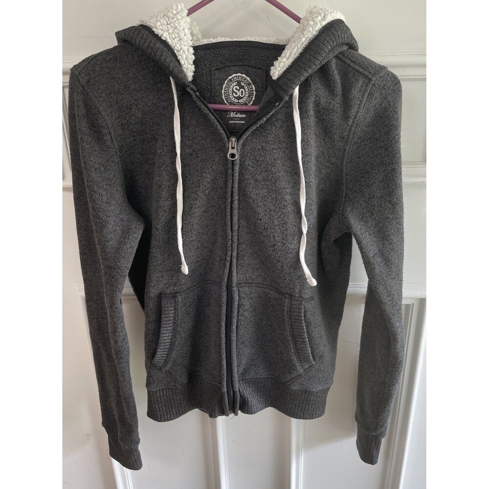 Authentic American Heritage So Medium Gray Zip Up Jacket With Hood & Pockets
